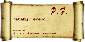 Pataky Ferenc névjegykártya